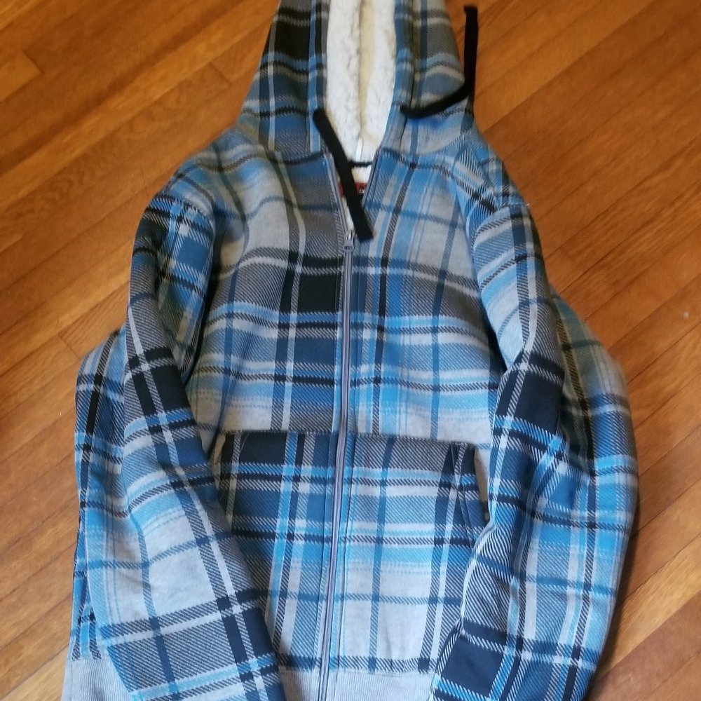 Boy's Plaid fleece lined hoodie